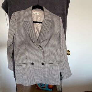 Mango Checked Blazer in Brown, Black, White & Navy